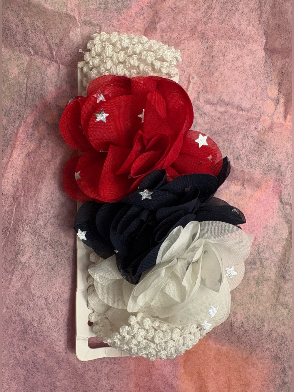The Children's Place Red, Navy & White Floral Stretch Headband with Star Accents